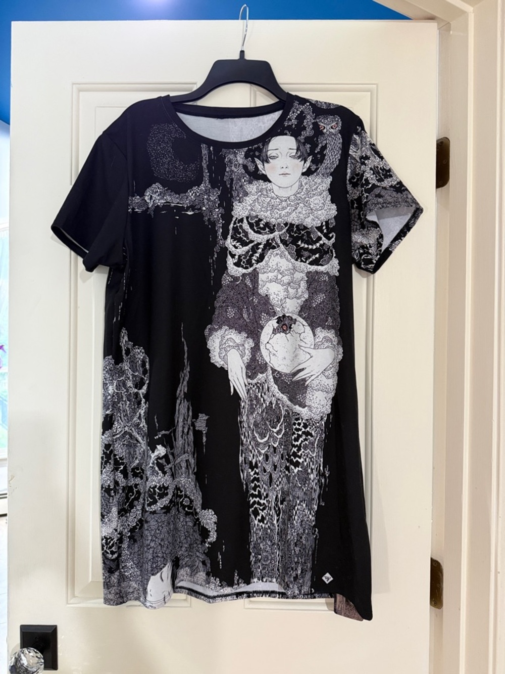 Blackmilk Black and White Illustration Mini Dress